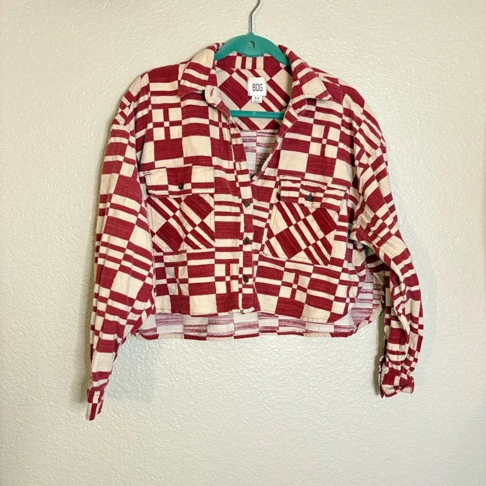 Urban outfitters BDG oversized cropped flannel top Boxy Women Small - Picture 11 of 13